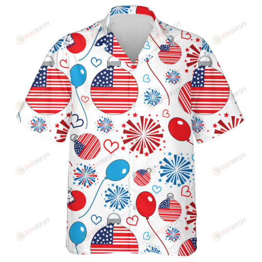 Xmas Hanging Ornaments With Fireworks 4th Of July Hawaiian Shirt