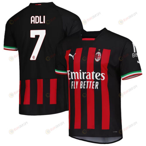 Yacine Adli 7 AC Milan 2022/23 Home Men Jersey - Black/Red