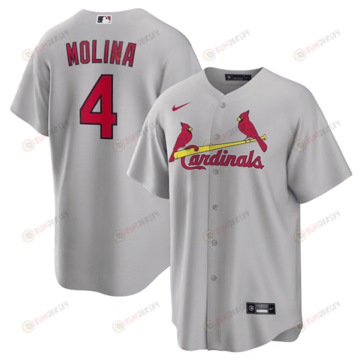 Yadier Molina 4 St. Louis Cardinals Road Men Jersey - Gray