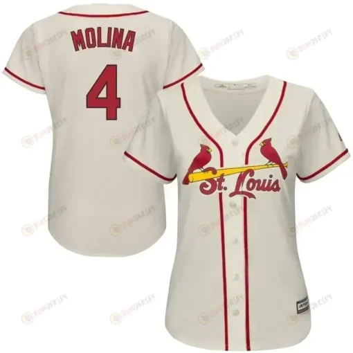 Yadier Molina St. Louis Cardinals Women's Alternate Cool Base Player Jersey - Ivory