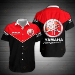 Yamaha Black Red Short Sleeve Curved Hawaiian Shirt