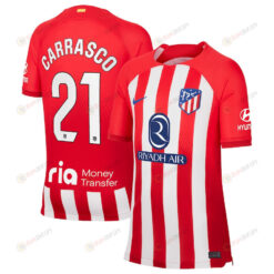 Yannick Carrasco 21 Atletico de Madrid 2023/24 Home Stadium YOUTH Jersey - Red