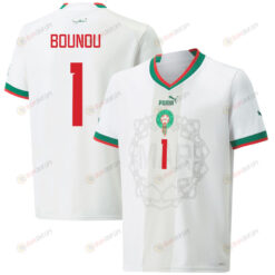 Yassine Bounou 1 Morocco National Team 2022-23 Qatar World Cup Men Away Jersey - White