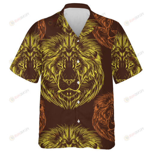 Yellow And Pink Head Of Lion Hawaiian Shirt