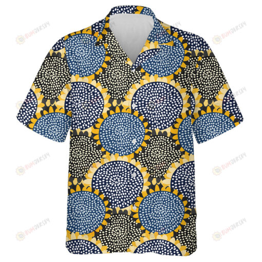 Yellow Black Abstract Sunflowers With Seeds By Dots Hawaiian Shirt