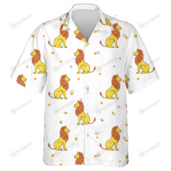 Yellow Lion With Brown Mane On White Background Hawaiian Shirt