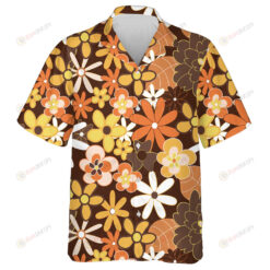 Yellow Orange And Brown Vintage Flower Hand Drawn Pattern Hawaiian Shirt