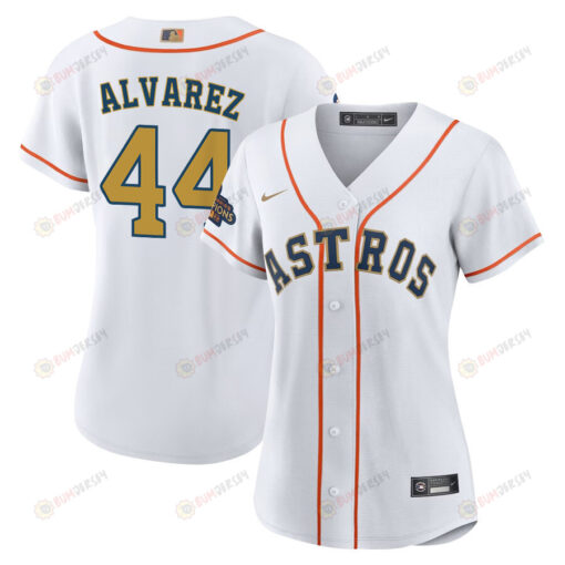 Yordan Alvarez 44 Houston Astros 2023 Gold Collection Women Jersey - White/Gold