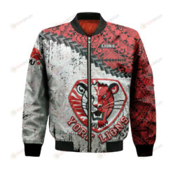 York Lions Bomber Jacket 3D Printed Grunge Polynesian Tattoo