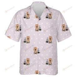 Yorkshire Terrier And Colored Hearts On Pink Hawaiian Shirt