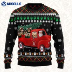 Yorkshire Terrier And Red Truck Ugly Sweaters For Men Women Unisex
