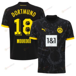 Youssoufa Moukoko 18 Borussia Dortmund 2023-24 Away Men Jersey - Black