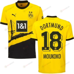 Youssoufa Moukoko 18 Borussia Dortmund 2023/24 Home Men Jersey - Yellow