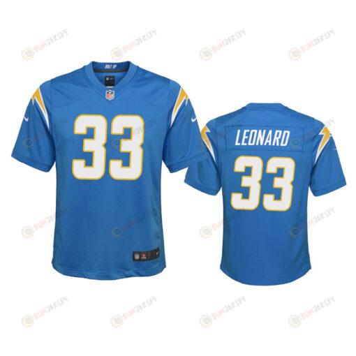 Youth Chargers Deane Leonard 33 Powder Blue Game Jersey