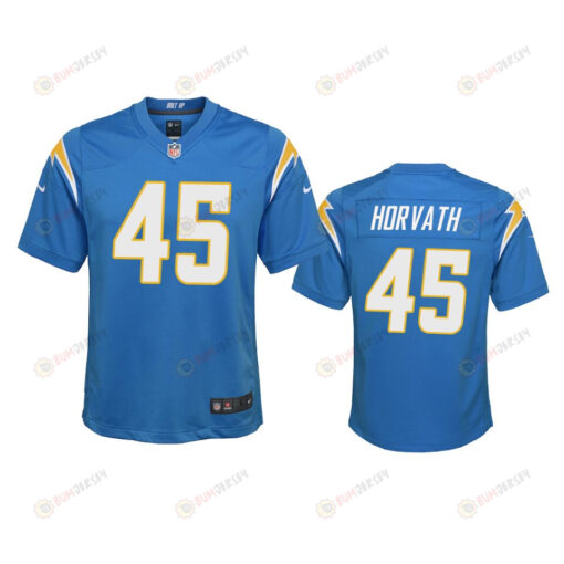 Youth Chargers Zander Horvath 45 Powder Blue Game Jersey