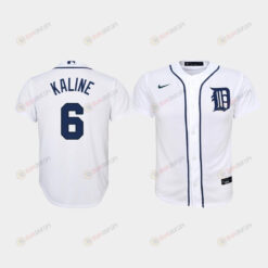Youth Detroit Tigers 6 Al Kaline Home White Jersey Jersey