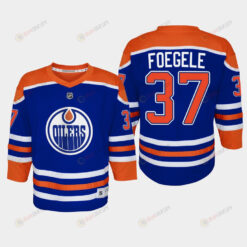 Youth Edmonton Oilers Warren Foegele 37 Home Player 2022-23 Jersey Royal