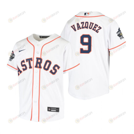 Youth Houston Astros Christian Vazquez 9 White 2022-23 World Series Jersey