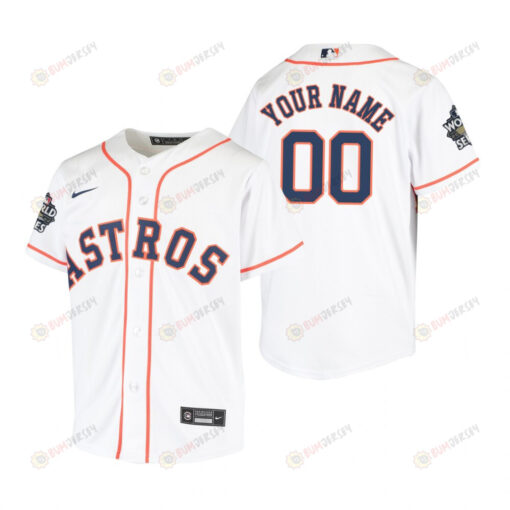 Youth Houston Astros Custom 00 White 2022-23 World Series Jersey