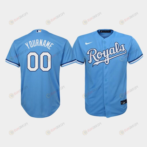 Youth Kansas City Royals Custom 00 Light Blue Alternate Jersey Jersey