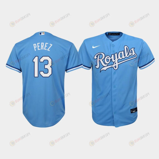 Youth Kansas City Royals Salvador Perez 13 Light Blue Alternate Jersey Jersey