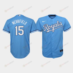 Youth Kansas City Royals Whit Merrifield 15 Light Blue Alternate Jersey Jersey