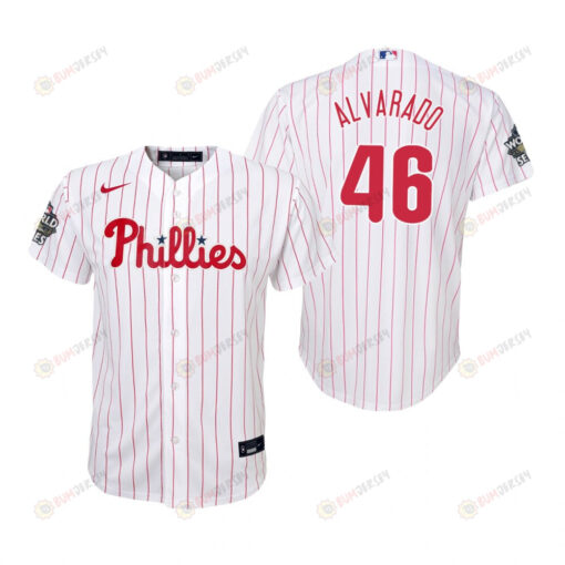 Youth Philadelphia Phillies Jose Alvarado 46 White 2022-23 World Series Jersey