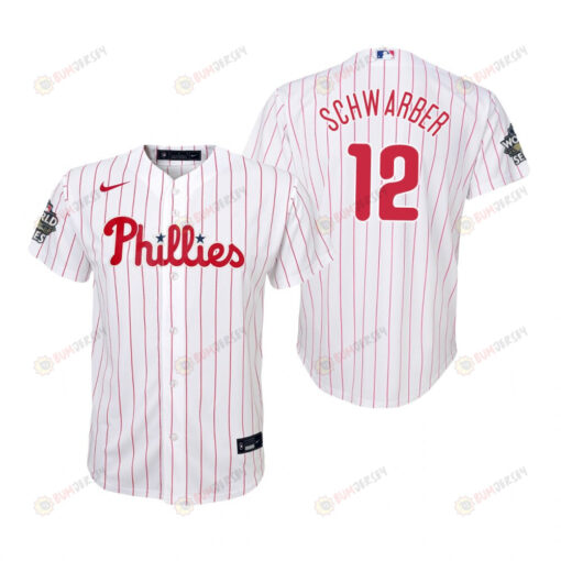 Youth Philadelphia Phillies Kyle Schwarber 12 White 2022-23 World Series Jersey