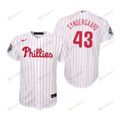 Youth Philadelphia Phillies Noah Syndergaard 43 White 2022-23 World Series Jersey