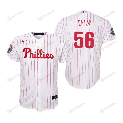 Youth Philadelphia Phillies Zach Eflin 56 White 2022-23 World Series Jersey