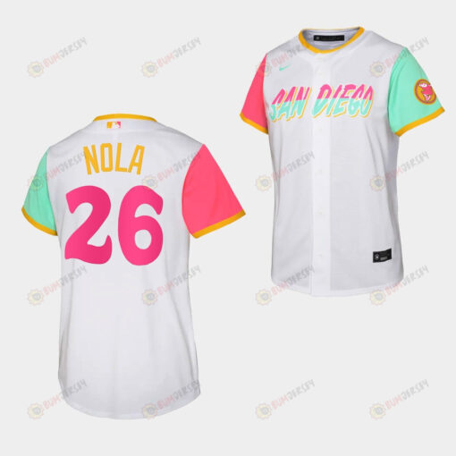 Youth San Diego Padres Austin Nola White Jersey 2022-23 City Connect Shirt