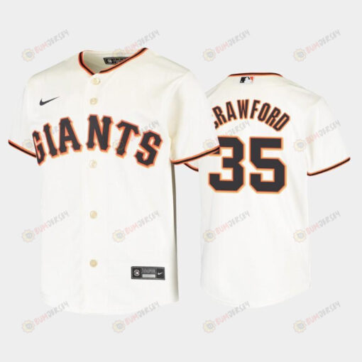 Youth San Francisco Giants 35 Brandon Crawford Cream Home Jersey Jersey