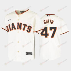 Youth San Francisco Giants 47 Johnny Cueto Cream Home Jersey Jersey