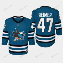 Youth San Jose Sharks James Reimer 47 Home 2022-23 Jersey Teal