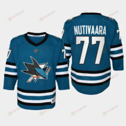 Youth San Jose Sharks Markus Nutivaara 77 Home 2022-23 Jersey Teal