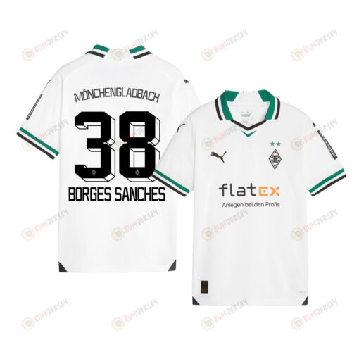 Yvandro Borges Sanches 38 Borussia M?nchengladbach 2023-24 Home YOUTH Jersey - White