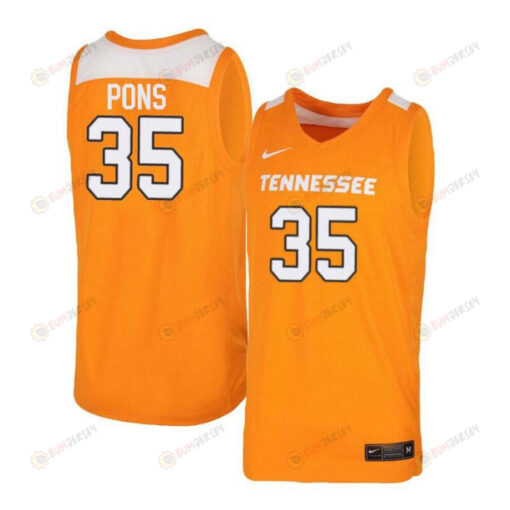 Yves Pons 35 Tennessee Volunteers Elite Basketball Men Jersey - Orange White