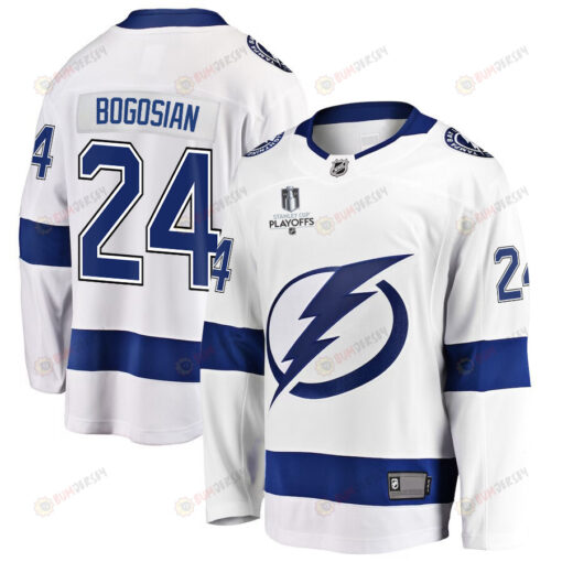 Zach Bogosian 24 Tampa Bay Lightning Stanley Cup 2023 Playoffs Patch Away Breakaway Men Jersey - White