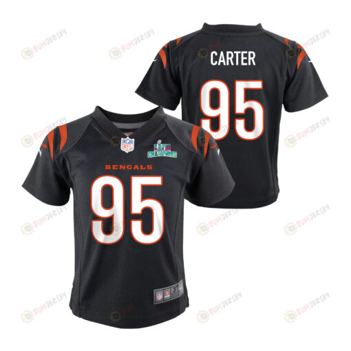 Zach Carter 95 Cincinnati Bengals Super Bowl LVII Champions Youth Jersey - Black