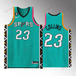 Zach Collins 23 2022-23 San Antonio Spurs City Edition Jersey Teal