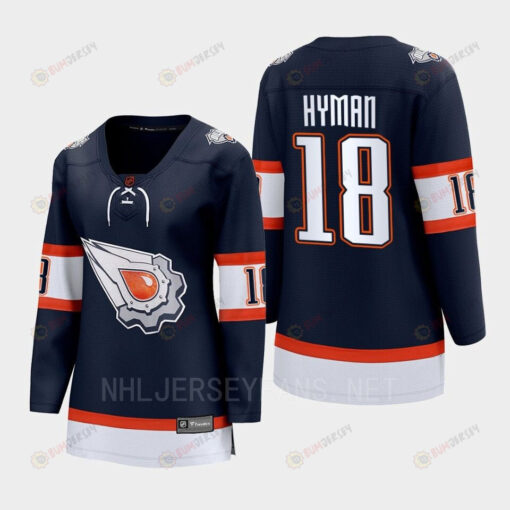 Zach Hyman 18 Edmonton Oilers 2022 Special Edition 2.0 Women Breakaway Player Retro Jersey Navy