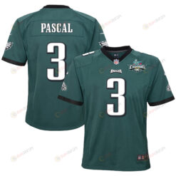 Zach Pascal 3 Philadelphia Eagles Super Bowl LVII Champions 2 Stars 2 Stars Youth Jersey - Black