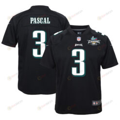 Zach Pascal 3 Philadelphia Eagles Super Bowl LVII Champions 2 Stars Youth Jersey - Black