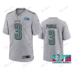 Zach Pascal 3 Philadelphia Eagles Super Bowl LVII Patch Atmosphere Fashion Game Jersey - Gray