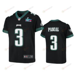 Zach Pascal 3 Philadelphia Eagles Youth Super Bowl LVII Game Jersey - Black