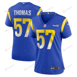 Zachary Thomas 57 Los Angeles Rams Game Women Jersey - Royal