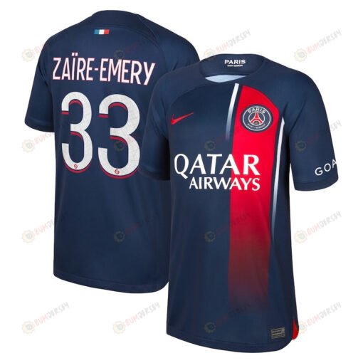 Za?re-Emery 33 Paris Saint-Germain Youth 2023/24 Home Jersey - Navy