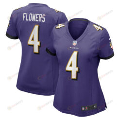 Zay Flowers 4 Baltimore Ravens Women's Team Game Jersey - Purple
