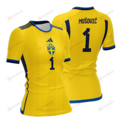 Ze?ira Mu?ovi? 1 Sweden 2023 Women Home Jersey - Yellow - All Over Printed Jersey