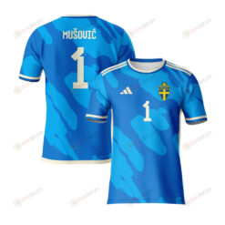 Ze?ira Mu?ovi? 1 Sweden 2023 Youth Away Jersey - Blue - All Over Printed Jersey